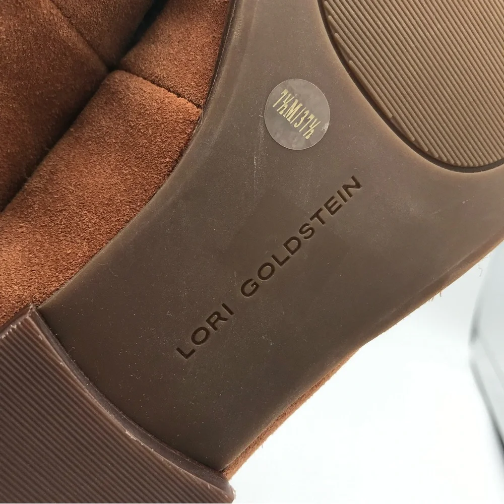 Lori Goldstein‎ Women's Greer Loafers Shoe Size 7.5M Tan Suede Gray Faux Fur EUC